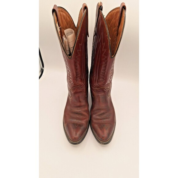Vtg Mason Boots Western Cowboy Mens Sz 10.5 C Black Leather Union Made In USA - Picture 1 of 8